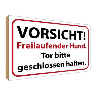 Produktbild von vianmo Holzschild 30x40 cm Vorsicht Freilaufender Hund Warnschild Hinweisschild