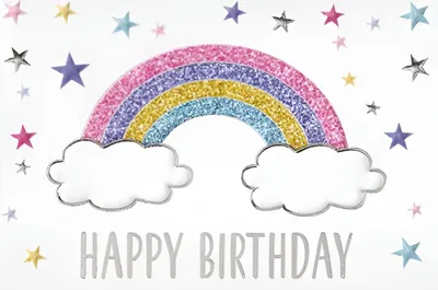 Produktbild von Geburtstag Karte mit Umschlag, Mini Karte, Regenbogen, Happy Birthday