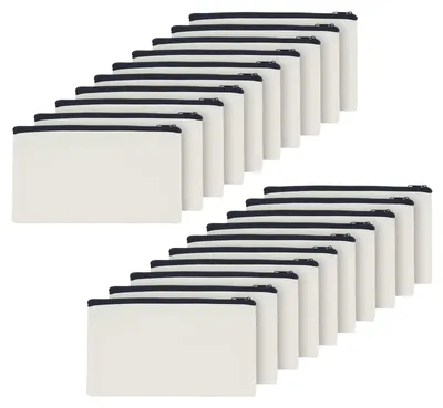 Produktbild von 20 leere Stoffbeutel mit schwarzen Reißverschlüssen, multifunktionale Stoffbeutel, Kosmetiktaschen, Etuis, Beutel für Bastelprojekte