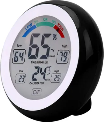 Produktbild von Rundes Touchscreen-Thermometer für den Haushalt, hochpräzises Messgerät für Innentemperatur und Luftfeuchtigkeit mit präziser elektronischer Digitalanzeige
