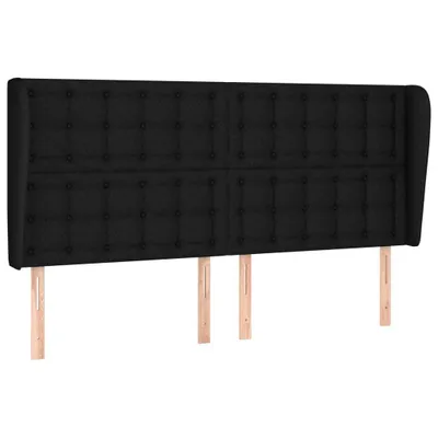 Produktbild von Kopfteil mit Ohren Schwarz 203x23x118/128 cm Stoff