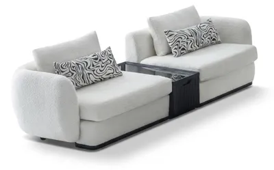 Produktbild von Sofa 2 Sitzer Modern Weiss Schwarz Elegant Couch Modular Mit Tisch