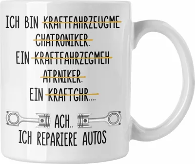 Produktbild von Trendation - KFZ Mechaniker Geschenk Lustig Tasse mit Spruch für Automechaniker Geschenkidee Kaffeetasse Werkstatt (Weiß)