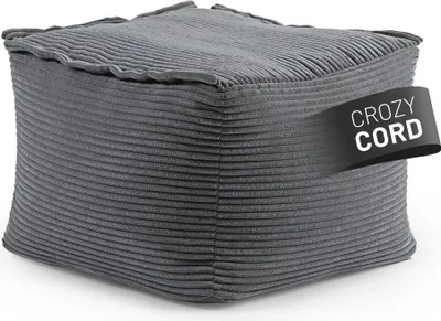 Zdjęcie produktu dla LUMALAND Modułowy stołek typu beanbag z serii Cord, 54x54x40 cm - Miękki i zmywalny pokrowiec - Szary