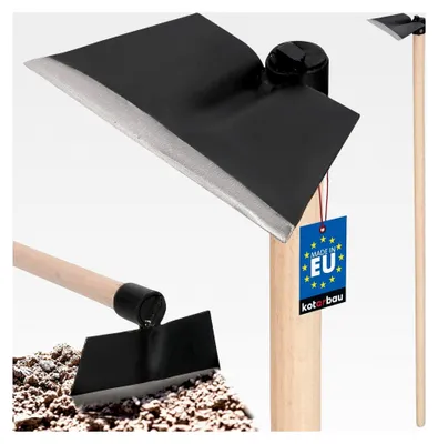 Produktbild von Gartenhacke trapezförmig mit 120 cm Stiel, Unkrauthacke, Pflanzhacke, Gartenwerkzeug für Umpflanzen, Jäten, Gartenpflege, Gartenzubehör, Gartengeräte, Handwerkzeuge 180 x 80 mm