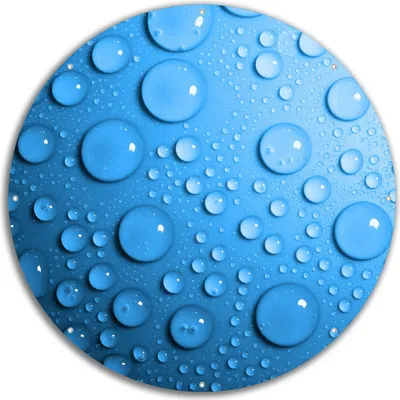 Produktbild von Wallario rundes Outdoor-Poster für Garten oder Balkon, Motiv Wassertropfen auf Blau, 60 cm Durchmesser