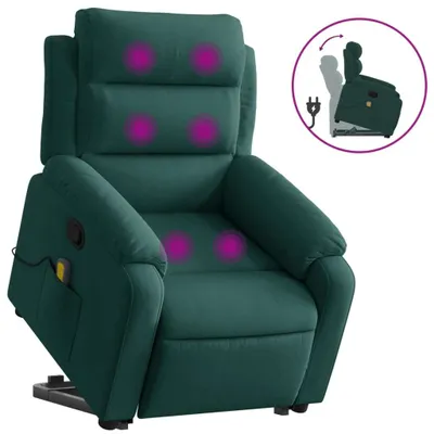Produktbild von vidaXL Massagesessel mit Aufstehhilfe Dunkelgrün Samt