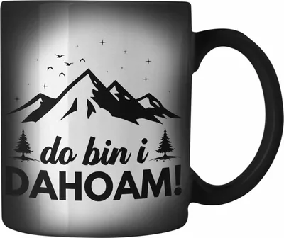 Produktbild von Trendation - Wandern Farbwechsel Zauber-Tasse Geschenk Do Bin I Dahoim Geschenk Berge Wanderer Geschenkidee (Schwarz)