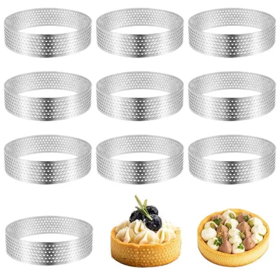 10 Mousse-Tartelette-Förmchen 8 cm, perforierte Dessertringe