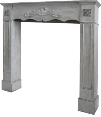 Produktbild von Casa Padrino Landhausstil Kaminumrandung Antik Grau 105 x 17 x H. 102 cm - Handgefertigte Kaminumrandung im Shabby Chic Look