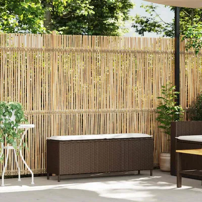 Obrázek produktu pro vidaXL Zahradní lavice s polštáři hnědá 110x30x40,5 cm Poly ratan