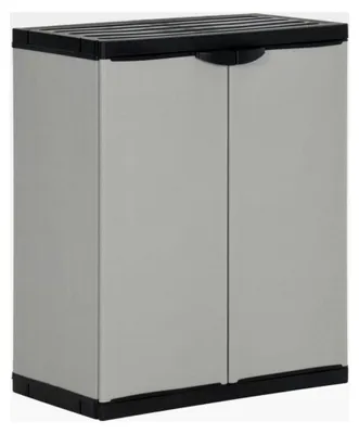 Produktbild von Mülltonnenbox aus Kunststoff mit Einlegeboden für Müllbeutel in Grau und Schwarz, 68x40x85cm