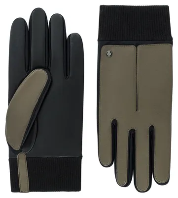 Roeckl Touch Leder-Handschuhe mit Strickbund  in grün