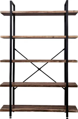 Produktbild von VDD Hängeschrank Stabiles Metall Holz Industriedesign offenes Bücherregal 178 cm hoch schwarz