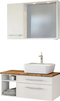 Produktbild von Held Möbel Waschtisch-Set Davos 90 cm -B- (rechts) weiß/matt weiß