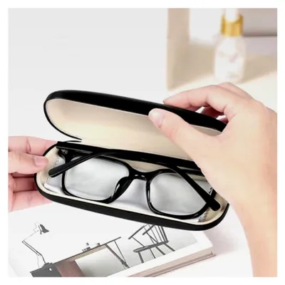 Produktbild von Hartschalen-Brillenetui, Etui für Sonnenbrillen mit Brillenputztuch, Tragbares Brillenetui für Sonnenbrillen, Lesebrillen, Sportbrillen, Schwarz