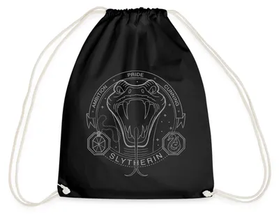 Produktbild von Spreadshirt Harry Potter Slytherin Wappen Schlange Turnbeutel, One size, Schwarz