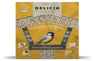 Produktbild von Delicia Sonnenblumenkerne 1,5 kg Vogelfutter Gartenvögel Ganzjahresfutter