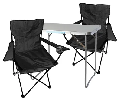 3-teiliges Campingmöbel Set Schwarz