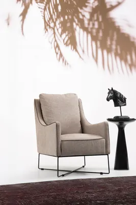 Productafbeelding van Oorresteun fauteuil, fauteuil, zitmeubel, cocktailstoel, gestoffeerd, woonkamer, modern, beige