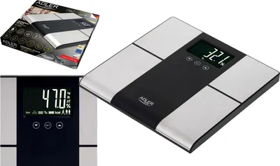 Produktbild von Adler AD 8165, Elektronische Personenwaage, 225 kg, 100 g, Schwarz, Grau, kg, lb, ST, Rechteck