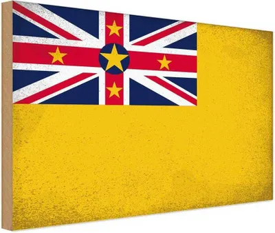 Produktbild von vianmo Holzschild 20x30 cm Niue Vintage Flagge Fahne Wappen