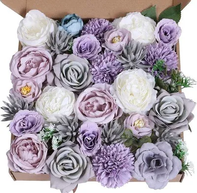 Produktbild von Famanu Kunstblumenmix mit Rosen, Pfingstrosen und Dahlien - Lila