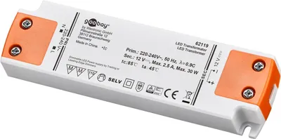 Produktbild von LED-Trafo 12 V (DC), 30 W, dimmbar dimmbar, für LEDs bis 30 W Gesamtlast und Gleichspannung von 12 V (DC)