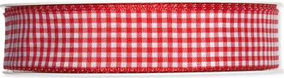 Produktbild von Halbach Dekoband Vichy, rot, 15 mm breit, 25 m lang