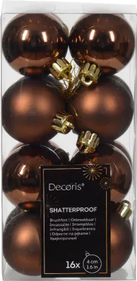 Produktbild von Weihnachtskugeln Kunststoff 4cm 16 Stück - Espressobraun