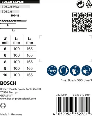 Produktbild von EXPERT SDS plus-7X Hammerbohrer-Set, 6/6/8/8/10x100x165 mm, 5-tlg.