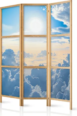Produktbild von 3-teiliger Einseitiger Vlies Japanischer Paravent - Symphony of Light: Sun and Clouds Collaborating on a Beautiful Sky 135x172 cm Muster b-H-10048-bh-a