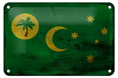 Produktbild von Blechschild Flagge Kokosinseln 18x12cm Cocos Islands Rost