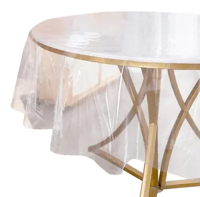 Obrázok produktu pre Priehľadná okrúhla fólia na stôl, PVC, priemer 153 cm, odolná voči teplote do 60 °C, hrúbka 0,12 mm