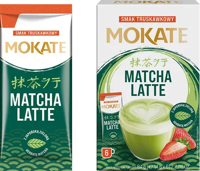 Obrázek produktu pro Mokate Matcha Latte Jahodový kávový nápoj s japonským čajem 6 sáčků