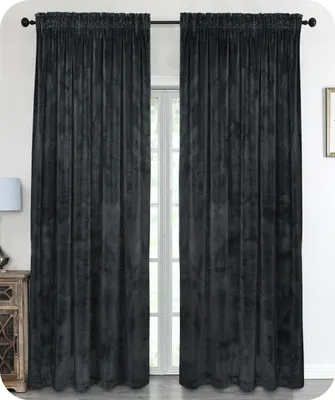 Produktbild von Samt Vorhang Kräuselband U-Band Gardine Velvet abdunkelnd, Größe und Farbe wählbar,140x245cm,Dunkelgrau