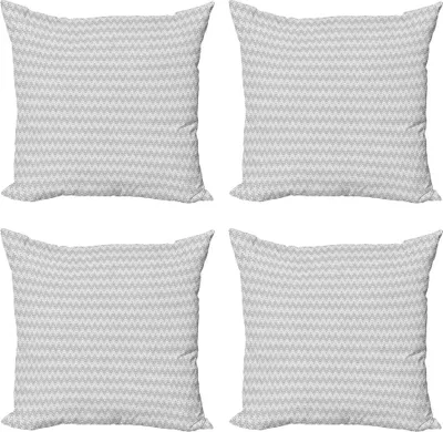 Produktbild von ABAKUHAUS grau Chevron Kissenbezug Set (4 Stück), Aztec Stil, Moderner Doppelseitiger Digitaldruck, 40 cm x 40 cm, Pale Grau und Weiß