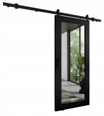 Produktbild von KierMoebel Schiebetür Komplettset LOFT ADIO 8 Schwarz 86x205x3,2 cm, Wohnzimmer Schiebetür