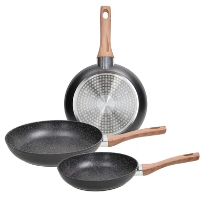 Bratpfannen-Set 20/24/28 cm, Aluminium, schwarz, Induktion