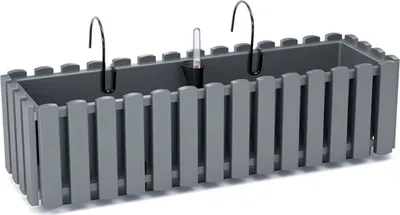 Produktbild von Balkonkasten mit Aufhängung 58cm Grau Boardee Fencycase  Bewässerungssystem Blumenkasten Blumentopf mit Haken Pflanzkaste