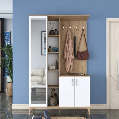 Produktbild von Skye Decor, EA109 - 2695, Hallenstand, Nussbaum, 100 % MELAMINBESCHICHTETE Spanplatte der Güteklasse E1, 120 x 37,5 x 198,6 cm