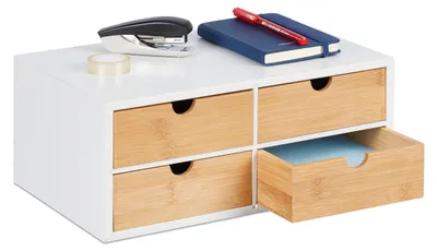 Produktbild von Relaxdays Schreibtisch Organizer, 4 Schubladen, für Büroutensilien, HxBxT: 14 x