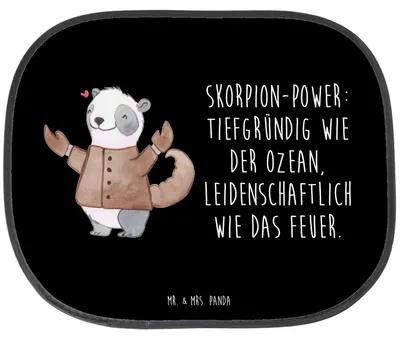 Produktbild von Mr. & Mrs. Panda Sonnenblende Auto Skorpion Astrologie - Schwarz - Geschenk, Tierkreiszeichen, Sonnenschutz, Geburtstagsgeschenk, Fürs, saugnapf, Sternzeichen, pkw