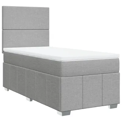 Produktbild von Boxspringbett mit Matratze Hellgrau 90x200 cm Stoff