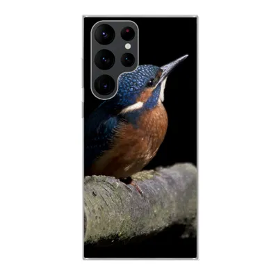 Produktbild von MuchoWow® Handyhülle Schutzhülle Hülle für Samsung Galaxy S22 Ultra Eisvogel - Zweig - Federn - Schwarz Silikon Softcase Handy Hülle - Abbildung