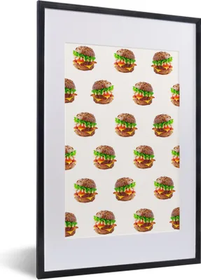Produktbild von MuchoWow® MuchoWow® Gerahmtes Poster Hamburger - Farben - Muster 40x60 cm - Poster mit zchwarzem Bilderrahmen - Poster in Rahmen