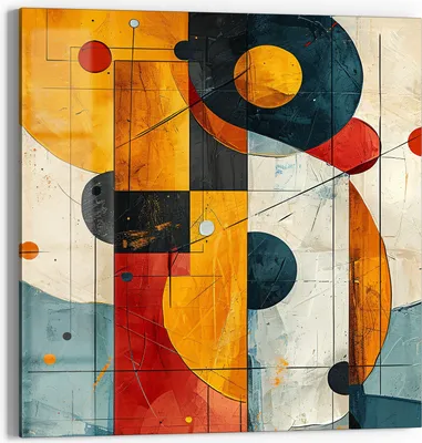 Produktbild von DEQORI Glasbild Echtglas 30x30 cm 'Geometrischer Farbzauber' Wandbild Bild modern Deko