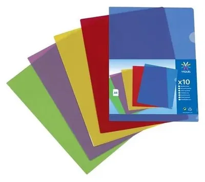 Imagen del producto de Caja "L", formato A4, 130 micras, marca VIQUEL, línea "Trend", surtido de colores