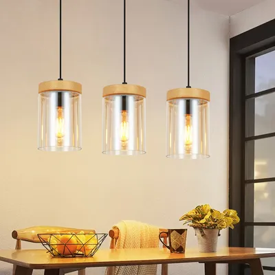 Immagine prodotto di ZMH lampada a sospensione per tavolo da pranzo lampada per sala da pranzo appesa lampada a sospensione soggiorno vetro tavolo da pranzo lampada camera da letto 3 fiamma E27 lampada a sospensione vintage lampada a sospensione regolabile in altezza per la cucina (senza lampadina)