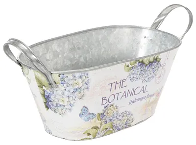 Produktbild von Blumenschale Metall Griffe Hortensien Deko 32×15×15cm
